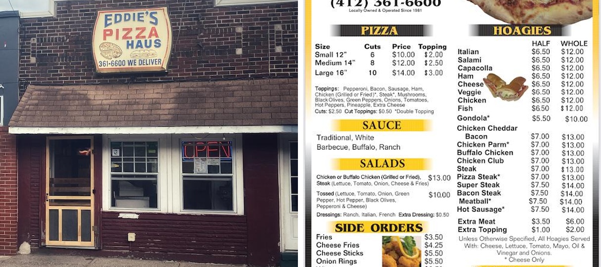 Eddie's Pizza Haus Menu