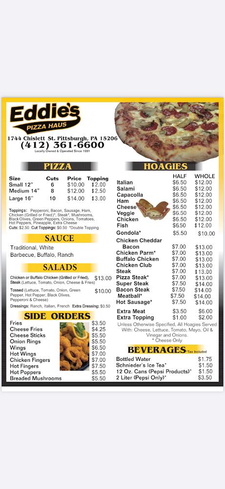 Eddie's Pizza Haus Menu image 1